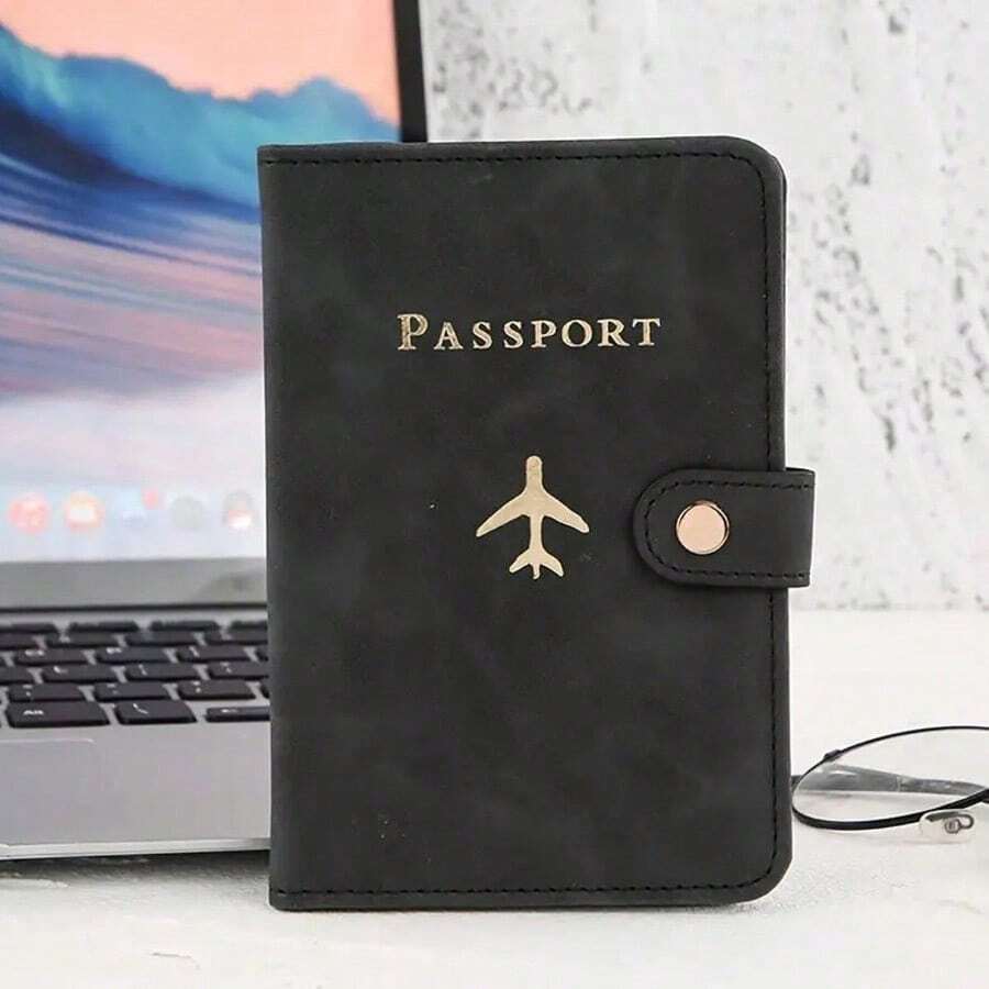 Passport Holder, Cute Passport Book, Waterproof PU Leather Passport Wallet, Essential Accessories For International Travel, Suitable For Women And Men, Cruise Essentials - màu đen - Xem 1