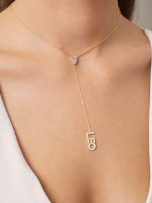 Dây chuyền chữ dọc bằng bạc Sterling 925, dây hình chữ Y, chữ đính đá Cubic Zirconia, trang sức cá nhân hóa. - Chuỗi chữ Y - Xem 3