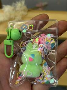 1pc Limited Edition KEYCEO Little Rabbit Plush Puppet Series PVC Teenage Wooden Puppet Doll, Exquisite Sakura-Shaped Keychain And Transparent Protective Bag With Glitter Design, Portable, Suitable As New Year Limited Edition Gift, Valentine's Day Limited Edition Gift, Back To School Gift, Thanksgiving Gift, Christmas Gift And Other Holiday Gifts, Party Carnival Gifts, Home Gathering Decor, Teenage Desktop Ornament - Multicolor - View 10