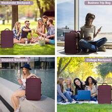 Large Carry On Travel Backpack - Flight Approved Waterproof Luggage Suitcase Backpack Personal Item Size For Women Men Fit 17 Inch Laptop College Overnight Bag Anti-Theft Weekender Daypack Dark Purple - 04-深紫色 - 查看 7