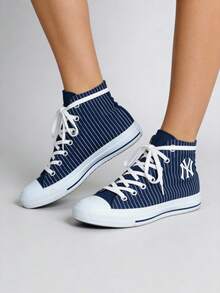 Tenis mujer hombre bota choclo urbano casual zapato deportivo cómodo confort moda unisex 22mx-28mx lona calidad premium beisbol - Azul Marino - Ver 2