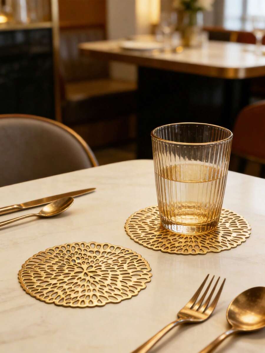 6-30 piezas Posavasos con forma de gota de agua hueca de PVC, aplicable para festivales, bodas, decoración de mesa diaria - Amarillo - Ver 1