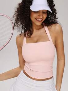 MASKERT Tank Top Olahraga Wanita Model Racerback, Pas dan Nyaman, Cocok untuk Yoga, Kebugaran, Lari, Lompat Tali, Tenis, dan Olahraga Lainnya - Berwarna merah muda - View 6