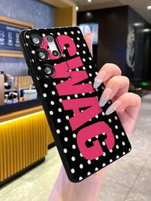 1pc Letter & Polka Dot Pattern, Black Pupil Shockproof TPU Material Phone Case, Suitable As Holiday Gift, Compatible With Samsung, Xiaomi Redmi, OPPO, VIVO Protective Cover, Unisex - Multicolor - View 2
