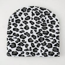 Fashion Leopard Print Hat Y2k Winter Warm Knitted Animal Beanie For Women Men - 白色 - 查看 3