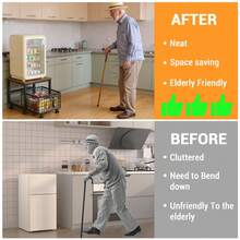 Base Móvil para Refrigerador Pequeño con Ruedas - Estante Organizador de Metal Resistente (Soporta 90 kg), Patas Ajustables, Ideal para Hogar, Oficina o Café Bar - Marrón - Ver 6