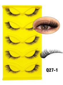Asiteo 5 Pairs New Clear Band Cat Eye Lashes 3D Faux Mink Eyelashes,Winged End Eye , Delicate Makeup False Lashes Look , Soft Natural Long ,Suitable For Daily&Party/Travel,Full Strip Lashes, Strip Lashes, Lashes, Eyelashes, Fake Lashes - Cat Eye Lashes - View 7