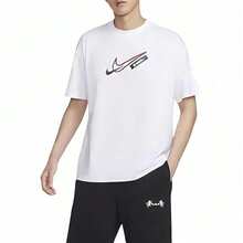 Nike 耐克品牌标志印花圆领透气短袖T恤，白色 - 白色 - 查看 12