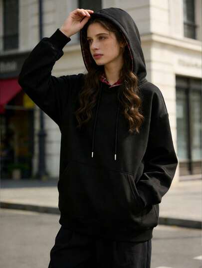 Women's Outdoor Casual Versatile Contrast Color Sweatshirt, Minimalist Elegant Comfortable Soft Pullover Sweatshirt, Suitable For All Seasons