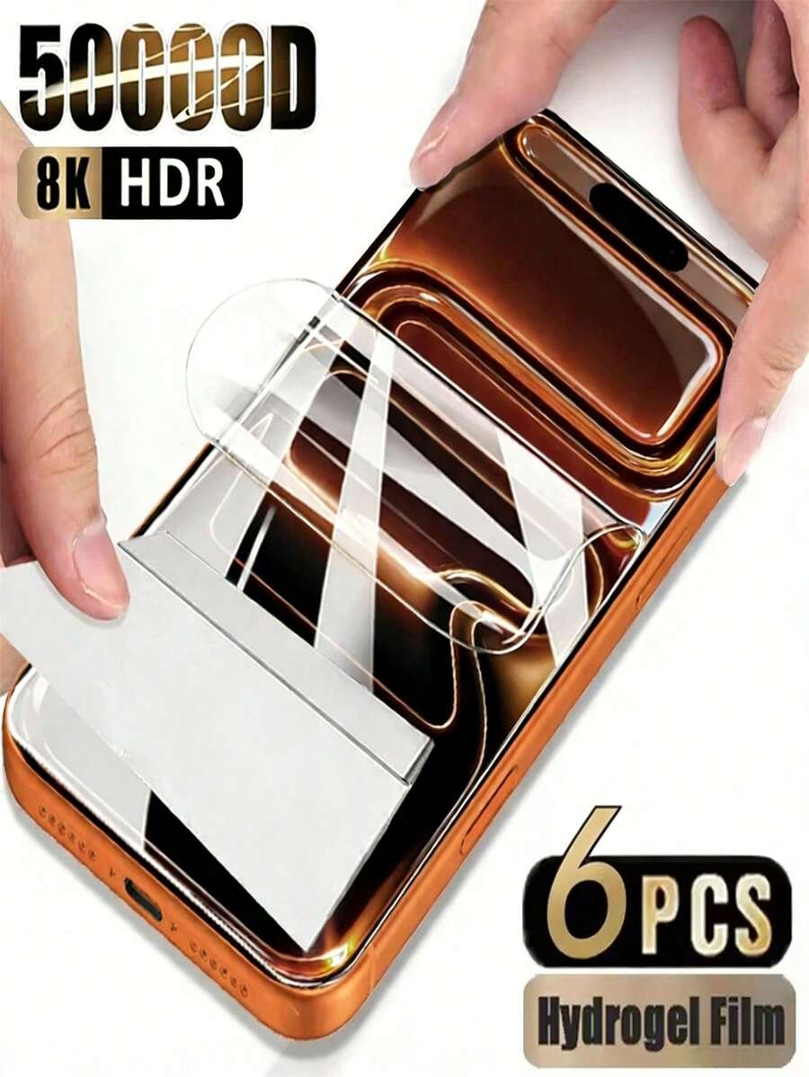 6 Pack Flexible Film Compatible With IPhone 17-X Series Screen Protector [NOT GLASS], Non-Breakable Soft TPU Hydrogel Film Compatible With IPhone 11-17 Series, Invisible Thin, Scratch Resistant, Self-Healing - Clear - View 1