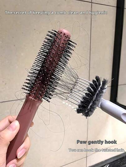 1pc/2pcs/3pcs Hairbrush Cleaning Brush, Dual-Use Comb Cleaning Tool, Hairbrush Cleaner, Small And Portable Hairbrush Cleaning Scraper Suitable For Travel, A Good Brush And Comb For Women And Men For Home And Salon Use To Remove Hair And Dust, Hair Styling Tools Dual-Function Hairbrush Cleaner