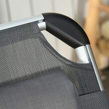 Garden Chaise Lounge, Made Of Aluminium And Fabric, Adjustable To 5 Positions, Foldable, Ergonomic, Mesh, Grey, 170 X 60 X 76 Cm - Grey - View 7