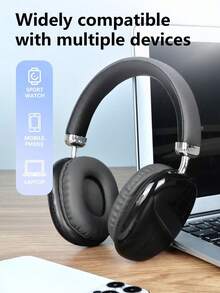 Cool Advanced Simplicity Style Wireless Headphones, Long Battery Life Over-Ear Headset With Adjustable Design, Ideal For Music, Sports, Gaming - Push Button Volume Control, Type-C Charging, Rechargeable Lithium Polymer Battery - Black - View 4