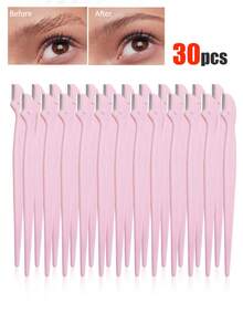 40/30/24/20/12/6/3/1pc Eyebrow Trimmer, Multifunctional Eyebrow Trimmer, With Protective Cover, Shaver, Makeup Remover And Depilatory Device, Body Hair Remover, Exfoliating And Exfoliating Tool, Stainless Steel Eyebrow Trimmer With Precision Cover - Baby Pink - View 11