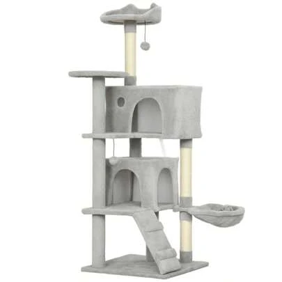140 Katzenkratzbaum, More Ebenen, Sisal-Kratzpfosten, Höhlen, Plüsch-Plattformen, Hängematte, Leiter, Spielbälle On-Site