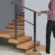 Handrails For Outdoor Carbon Steel Staircase Handrail 3-Step Handrail Dark Brown - 1 - View 4