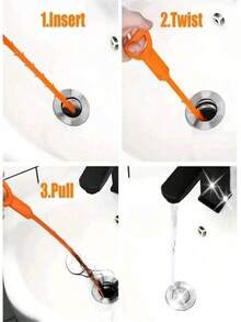 1pc Multi-Function Drain Clogging Tool Hook Hair Catcher Sink And Pipe Cleaner For Basin, Toilet, Bathroom And Kitchen,Kitchen,Kitchen Items,Food,Cooking,Camping,Vacation,Beach,Room Decor,Organizer,Party,Travel. - Orange - View 4