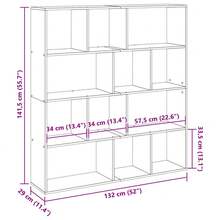 vidaXL Bücherregal Weiß 132x29x141,5 cm Holzwerkstoff - Weiss - Übersicht 11