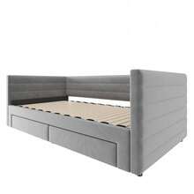 Sofa Bed Frame - Grey + Upholstered + 90cm*190cm-1 - View 6