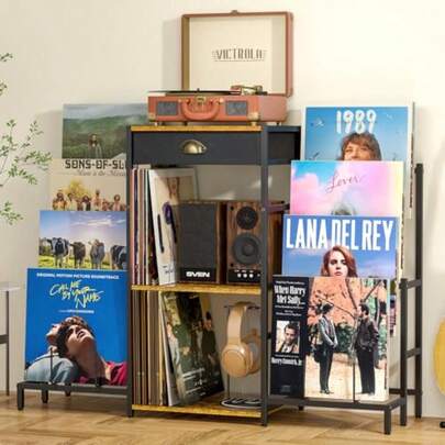 Dasijhdasd262a Record Player Stand With Vinyl Storage Record Player Table With 8-Tier Display Shelf Up To 200 Albums Vinyl Record Stand With Record Player Cabinet Turntable Stand With Record Holder For Living Room
