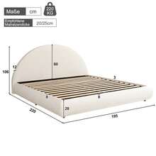 Upholstered Bed, Double Bed, 180 X 200 Cm, Hydraulic Adjustable Bed, Slatted Base, Headboard And Large Storage Space, White Boucle Upholstered Headboard - White - View 6
