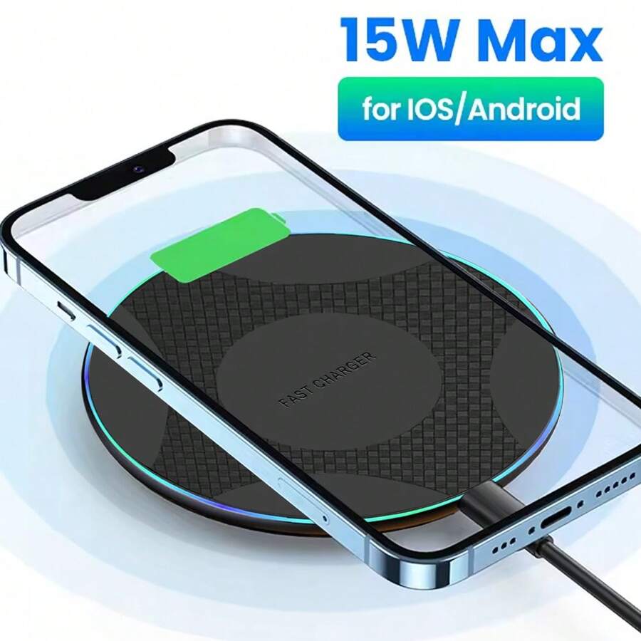 15W超薄无线充电板支架，兼容 17/16/15/14/13/12/11，X8桌面快速充电站 - 黑色 - 查看 1