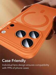 3PCS Orange Eagle Eye Phone Camera Lens Protective Films, Compatible With IPhone 17/17 Pro/17 Pro Max, Scratch/Collision/Fingerprint Resistant - Orange - View 5
