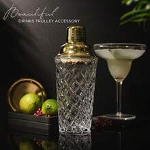 Glass Cocktail Shaker Set - 5 Piece - Gold Martini Shaker Set With Strainer, Jigger, Spoon & Muddler - 16 Oz Drink Shakers Cocktail - Ideal Gift For Home Bar & Drink Trolley Décor - 金色 - 查看 3