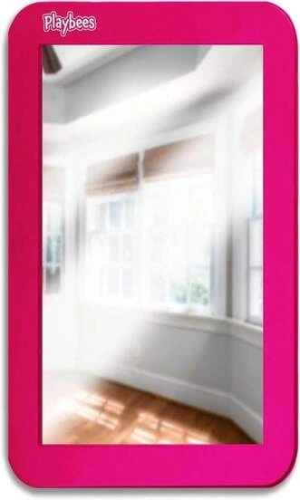Playbees Magnetic Locker Mirror - Pink - Ideal For School Locker, Bathroom, Refrigerator, Office Cabinet, Workshop Toolbox, Home Use, Locker Accessory - 5" X 7"
