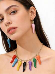 [Quantity] Pcs Vivid Multicolor 3D Red Chili Pendant, Suitable For DIY Earrings, Necklace, Bracelet And Keychain - Spicy Style Jewelry Making Accessories, Jewelry Making Charm - Chili - View 3