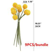 1束9头金球槌花鼓槌菊花金棒球人造花束，家居装饰，桌面摆件，咖啡桌装饰品 - 多色 - 查看 12