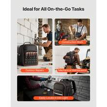 Mochila para Herramientas, Mochila de Trabajo 280 x 230 x 405 mm con 49 Bolsillos, Compartimento para Portátil y Base de Tela Reforzada, Organizador de Herramientas para Electricistas - 280 x 230 x 405 mm - Ver 6