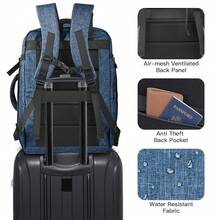 Carry On Backpack, Extra Large 50L Travel Backpack For Men & Women, Expandable Backpack For Airplanes, 17 Inch Laptop Backpack, Luggage Suitcase 40L Daypack Lightweight Business Weekender Bag, Blue - Màu xanh lam - Xem 7