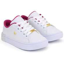 Tênis infantil Feminino Menina Colegial Escolar Com Gliter Confortável Leve Casual Antiderrapante - Branco - Visão 3