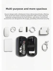 Dwuwarstwowa torba do przechowywania dysków twardych, kabel do transmisji danych, pamięć flash USB, cyfrowy organizer powerbanku, twarda obudowa EVA, odporna na wstrząsy i upadki - Biały - Zobacz 1