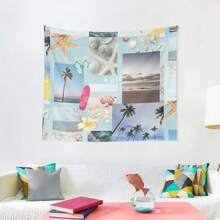 Fun Beachy Collage - Day At The Beach Tapestry Home Decoration Accessories Cute Room Things Living Room Decoration Tapestry - White - View 1