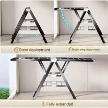 Heavy Duty 3-Tier Folding Clothes Drying Rack - Freestanding Metal Garment And Bedding Rack With Multi-Layer Design, Effective Sun Exposure, Space-Saving, Suitable For Home Or Balcony, Clothing Hanger, Drying Rack - Grey - View 9