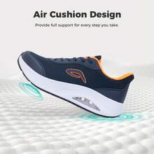 Wide Toe Box Shoes For Men Arch Support Walking Shoes Plantar Fasciitis Orthotic Tennis Sneakers - Navyorange - View 6