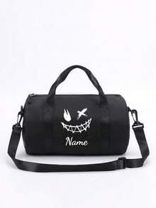 A Brand New Customizable, Cute, Minimalist, And Fashionable Mini Printed Fun Ghost Handbag, Very Suitable For The Back-To-School Season. This Travel Bag Features A Zipper Design, Nylon Material, And Can Be Worn On The Shoulder Or Cross-Body. - Black - View 12