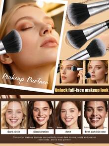 Eid Al-Fitr 3pcs Soft Makeup Brush Set, Including A Translucent Powder Brush, Blush Brush, Contouring Brush, And Highlighter Brush-Ideal For Beginners, Professional Makeup Application, And Novice Beauty Practice. - Multicolor - View 5