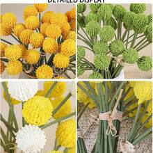 1束9头金球槌花鼓槌菊花金棒球人造花束，家居装饰，桌面摆件，咖啡桌装饰品 - 多色 - 查看 10
