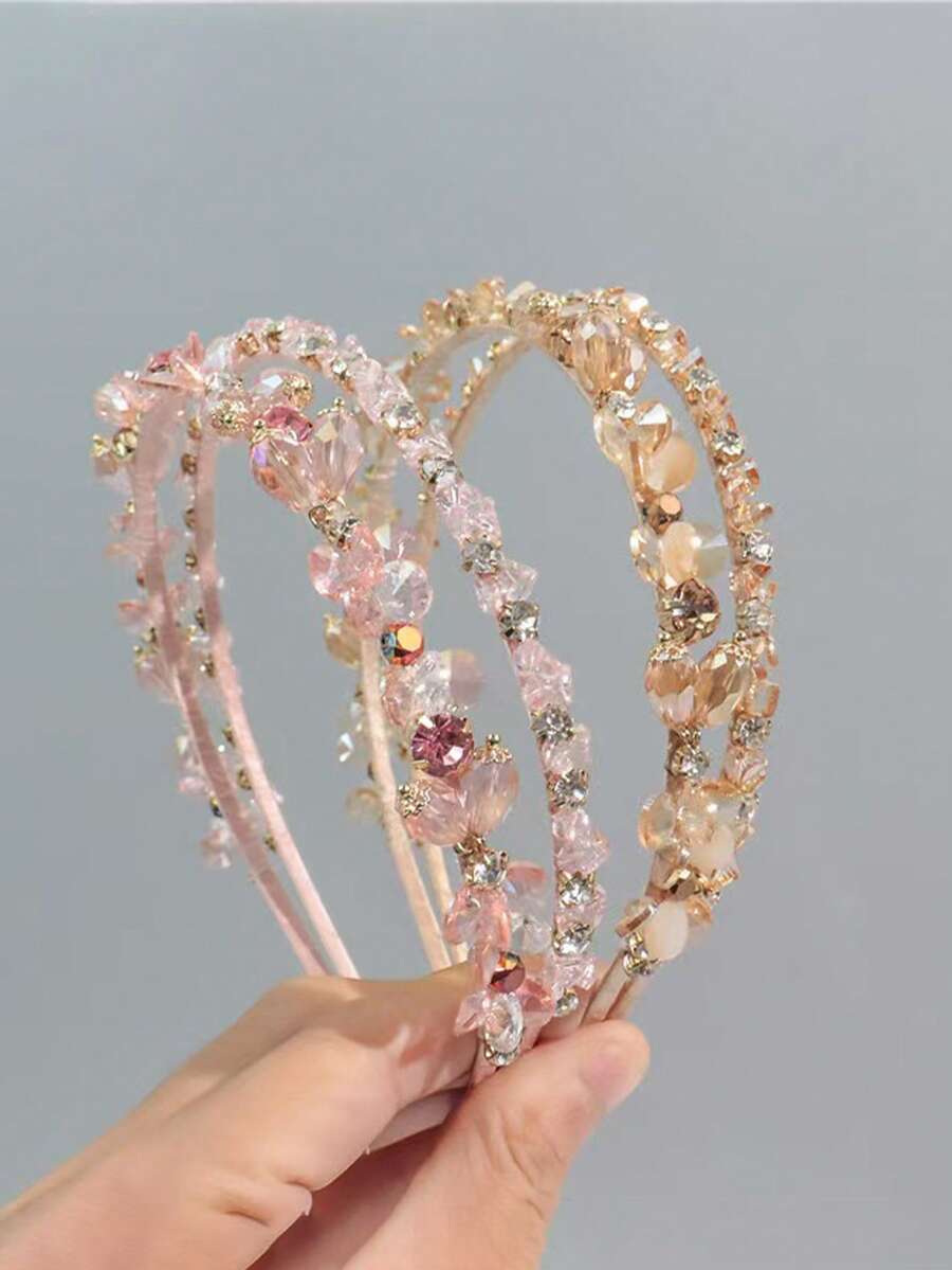 1 chiếc băng đô pha lê hai lớp, phụ kiện đội đầu sang trọng phù hợp cho sinh nhật, biểu diễn, dẫn chương trình, phụ kiện sân khấu.