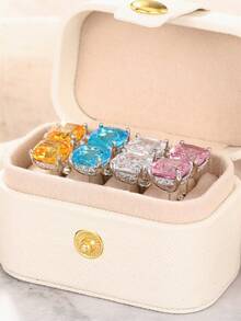 4 Pcs Elegant Cubic Zirconia Stud With Box For Women For Wedding Engagement Anniversary Party Jewelry Valentine's Day Gift - 1# - View 5