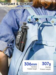 AXNEN 170厘米自拍杆旅行三脚架，平衡稳定，360°旋转拍摄自拍杆三脚架，带无线遥控快门、可拆卸手机支架，多功能可伸缩手机三脚架，兼容所有手机，适用于手机自拍、视频录制、Vlog、直播等。 - 彩色 - 查看 11