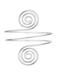 Golden Spiral Pattern Bangle Armlet Arm Jewelry Metallic Arm Cuff Arm Bracelet Arm Bangle For Women's Daily Wear - Bạc - Xem 5