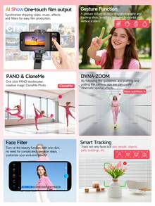AXNEN AI Smart Handheld Gimbal Stabilizer - Auto Face Tracking, Foldable 360° Rotating Selfie Stick & Tripod With Multi-Color Temperature Fill Light, Bluetooth Detachable Remote - Compatible With Android & IOS, Perfect For Live Streaming, Meetings, Selfies, Photography & Video Recording - Multicolor - View 9