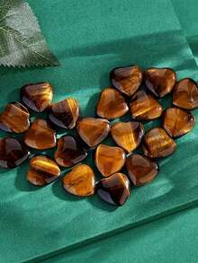 1/8/10/15/25/72颗装 水晶虎眼石 | 0.8英寸心形雕刻掌心石，幸运水晶石 - 黃色 - 查看 1