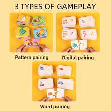 Juguetes educativos de emparejamiento | Emparejamiento de patrones, emparejamiento de palabras, emparejamiento de números, rompecabezas planos, tarjetas de aprendizaje para niños, libros de bolsillo, regalos multicolor de Año Nuevo, materiales de aprendizaje de inglés - Multicolor - Ver 4