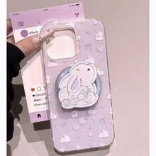 Cute Purple Rabbit Magnetic Suction Phone Holder, Suitable For MagSafe Phone, Finger Ring Grip - Multicolor - View 2