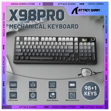 ATTACK SHARK X98PRO 无线机械键盘，多功能旋钮和 TFT 屏幕，三模蓝牙/2.4GHz/USB-C 有线键盘，支持热插拔 RGB 背光，内置 4000mAh 云盘，适用于 Windows/PC/Linux/游戏玩家，节日礼物，儿童礼物，2026 新年礼物 - Monnlit Night/ / Cheese/ Star Black - 彩色 - 查看 1